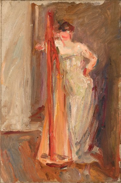 Woman with a harp - c.1905 by Albert de Belleroche